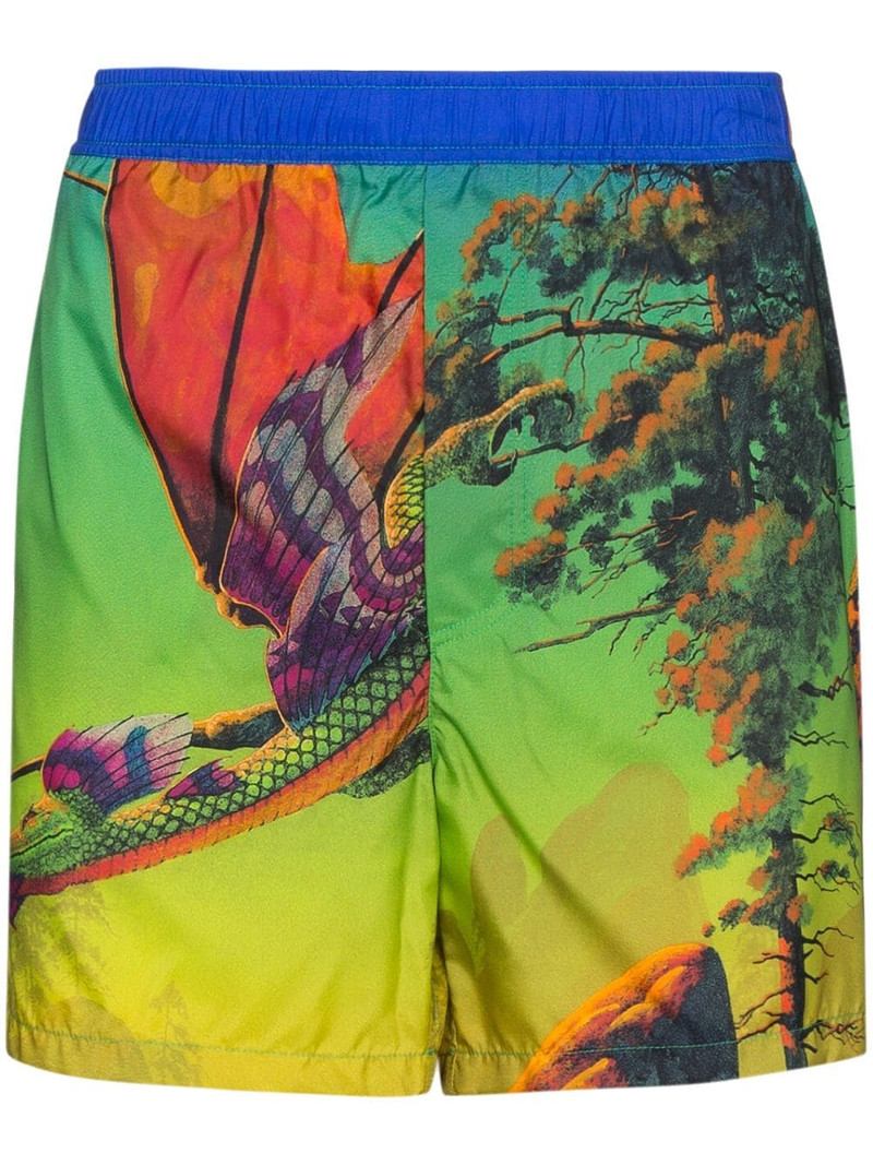 Dragon At Dawn print swim shorts 1
