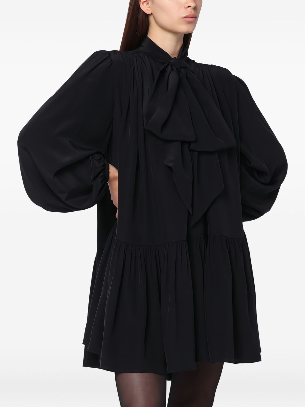 bow-neck tiered mini dress - 3