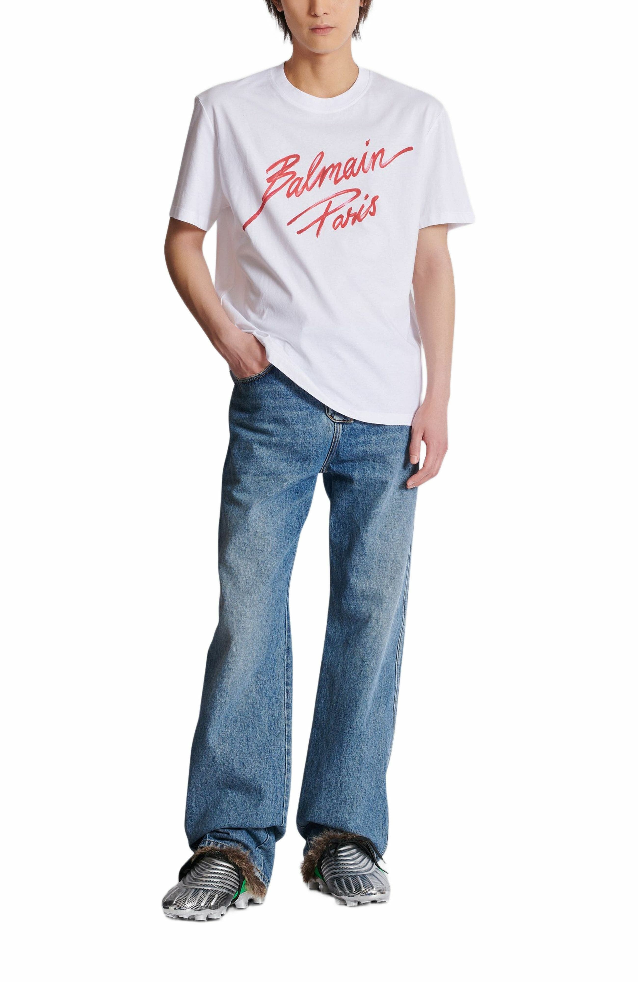 T-shirt with Balmain Lipstick print in Red at Nordstrom - 2