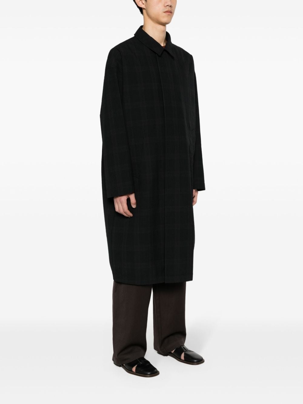 checked wool coat - 3