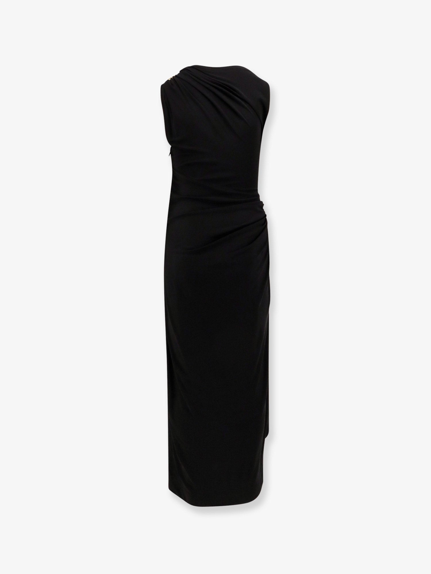 Bottega Veneta Viscose Long Dress With Gold Metal Details - 2