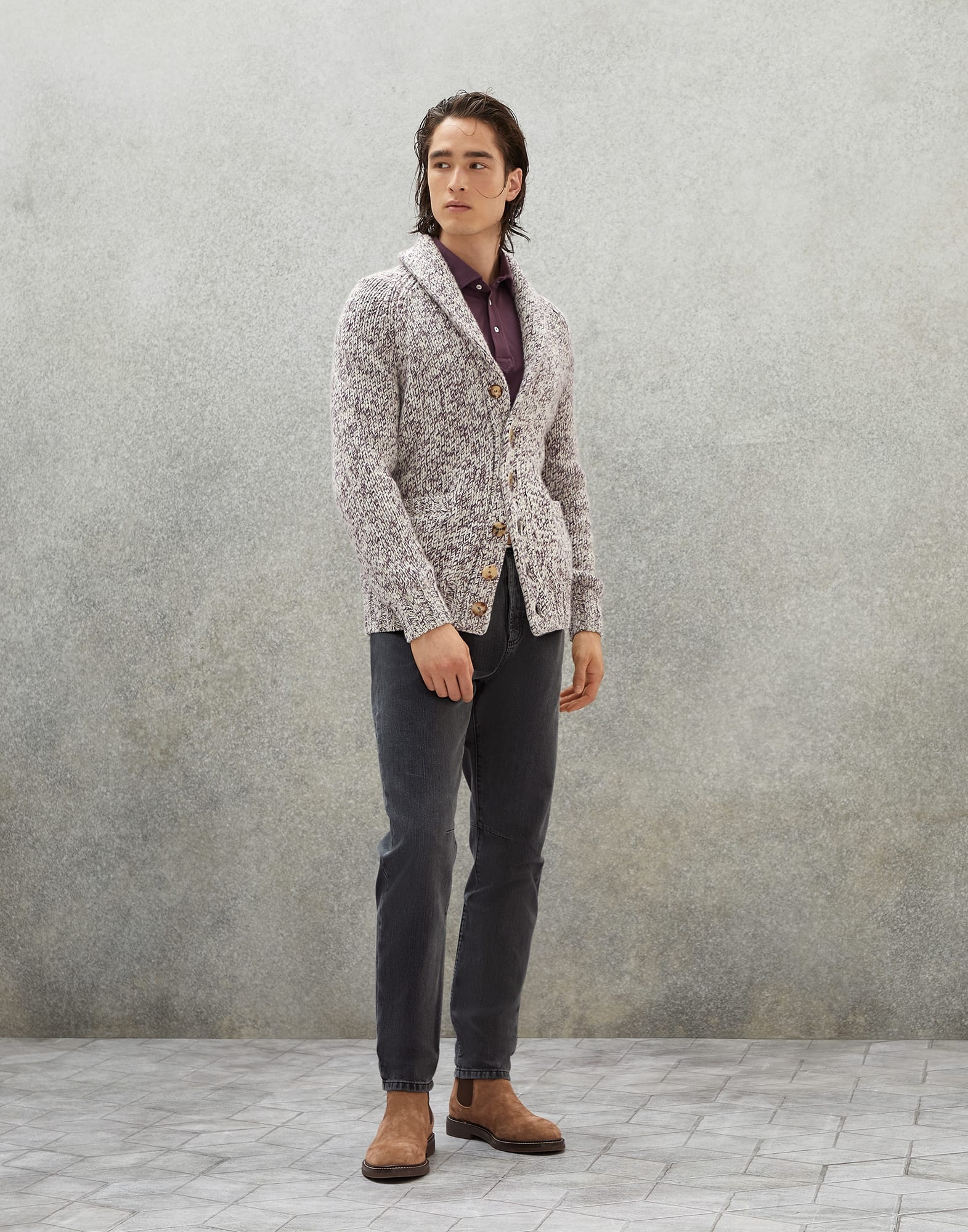 Dark grey denim leisure fit five-pocket trousers - 4
