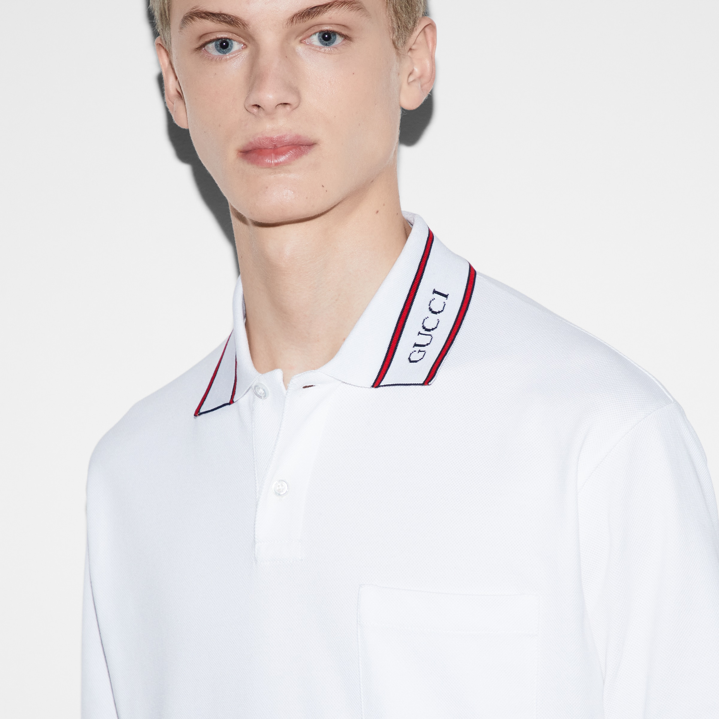 Cotton piquet polo shirt with Web - 5