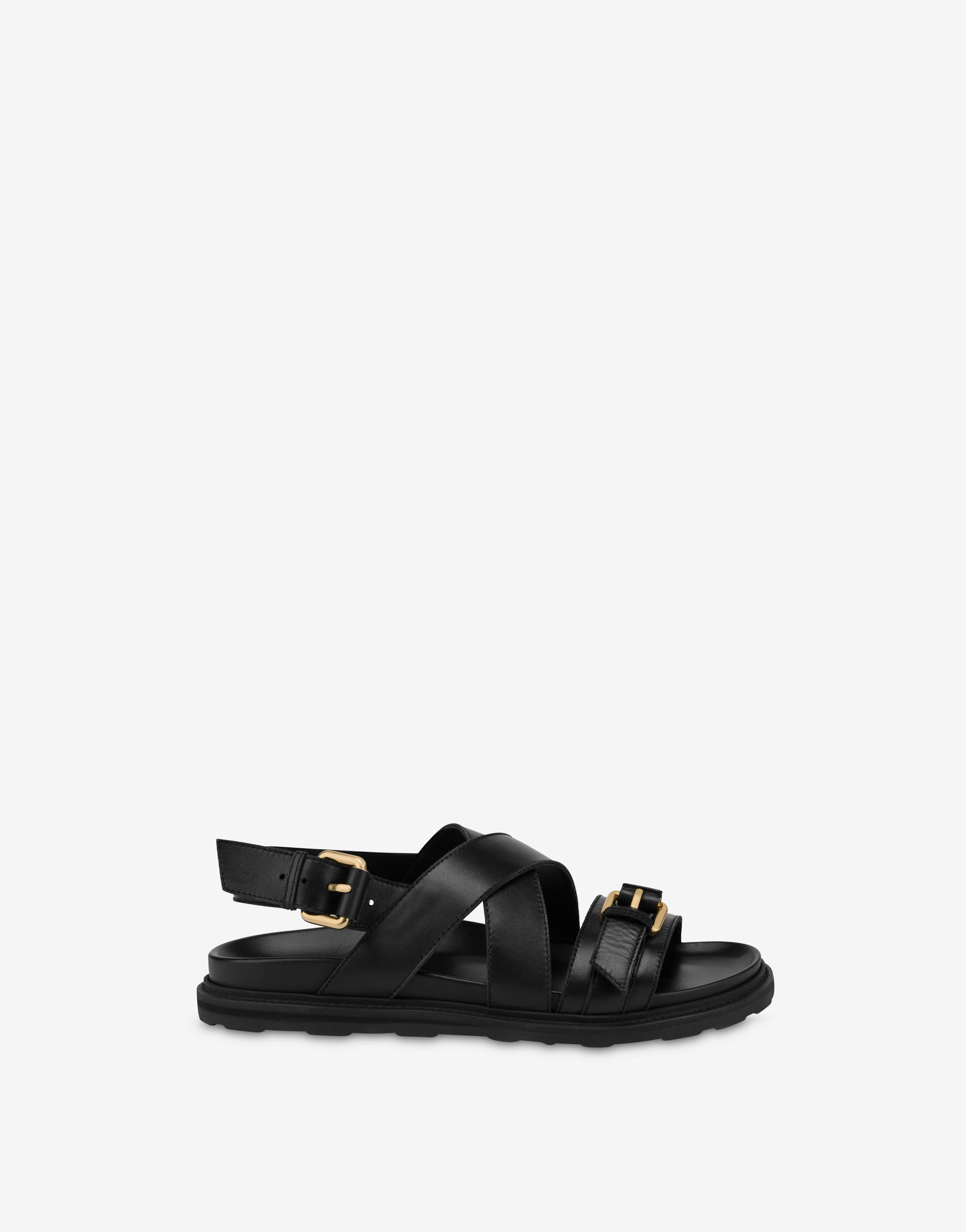 SANDALS IN CALF LEATHER WITH BUCKLES - 2