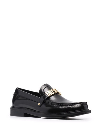 Moschino logo lettered almond toe loafers outlook