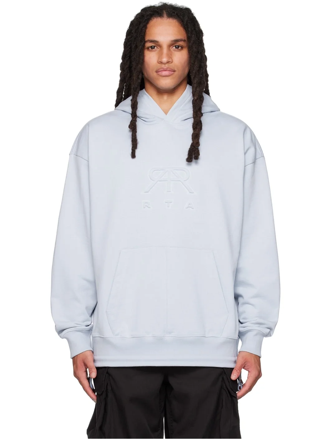 Blue Embossed Hoodie - 1