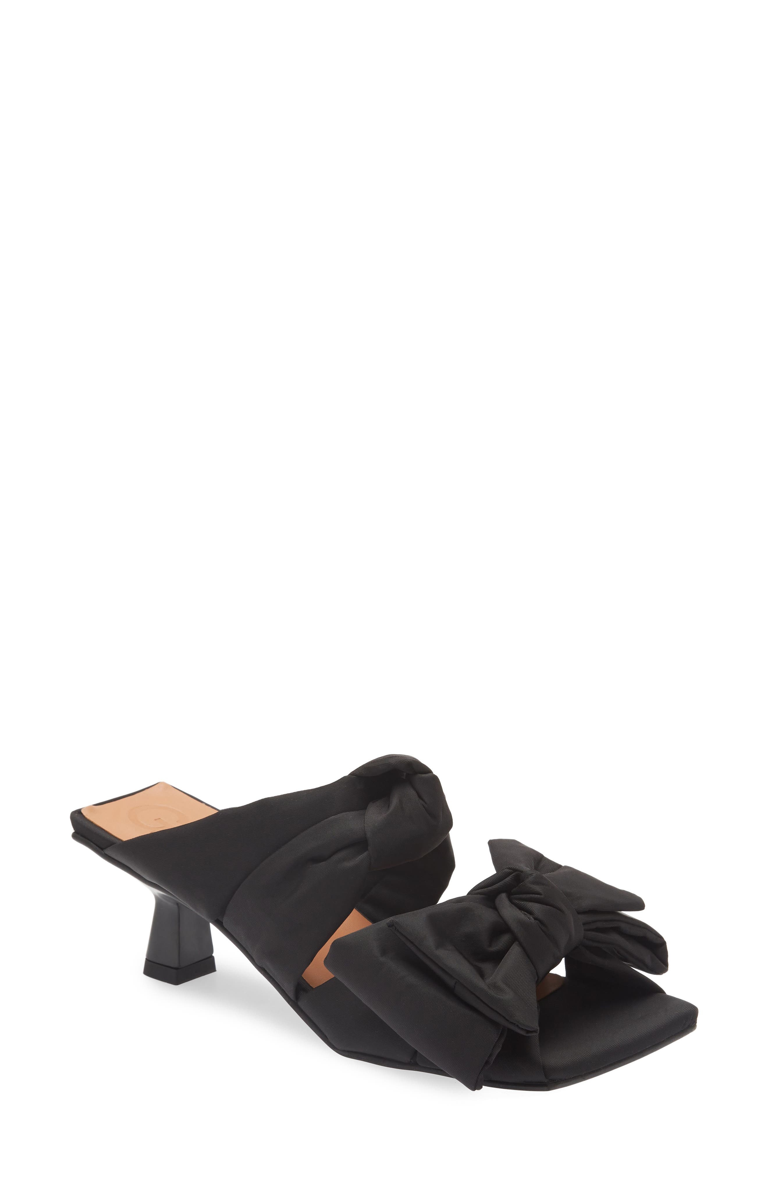 Ganni Soft Bow Kitten Heel Sandal in Black at Nordstrom - 1