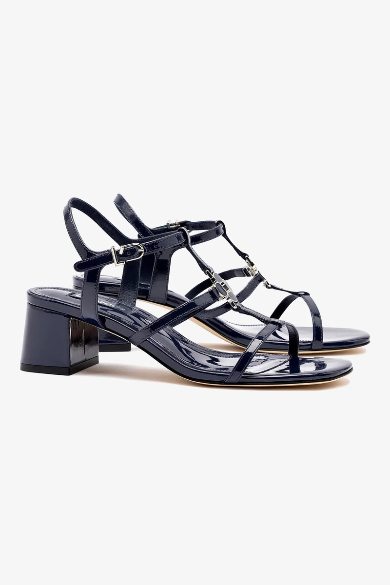 Hana Block In Navy Patent Leather 3