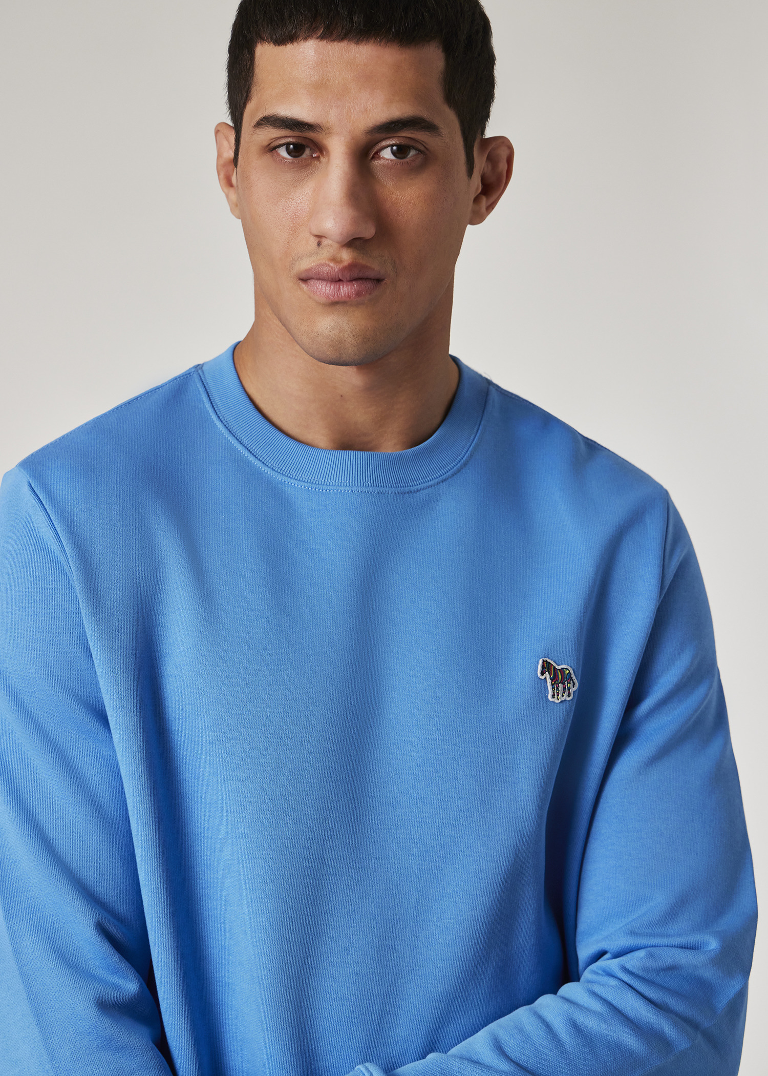 Mid Blue Organic Cotton 'Zebra' Badge Sweatshirt - 3