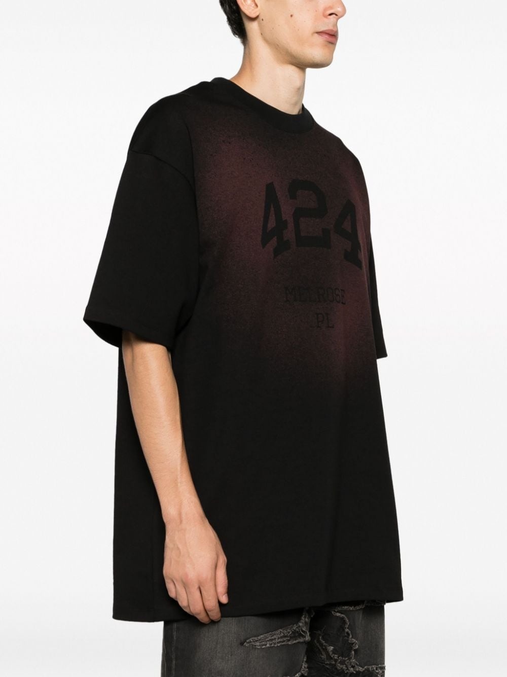 logo-print faded cotton T-shirt - 3