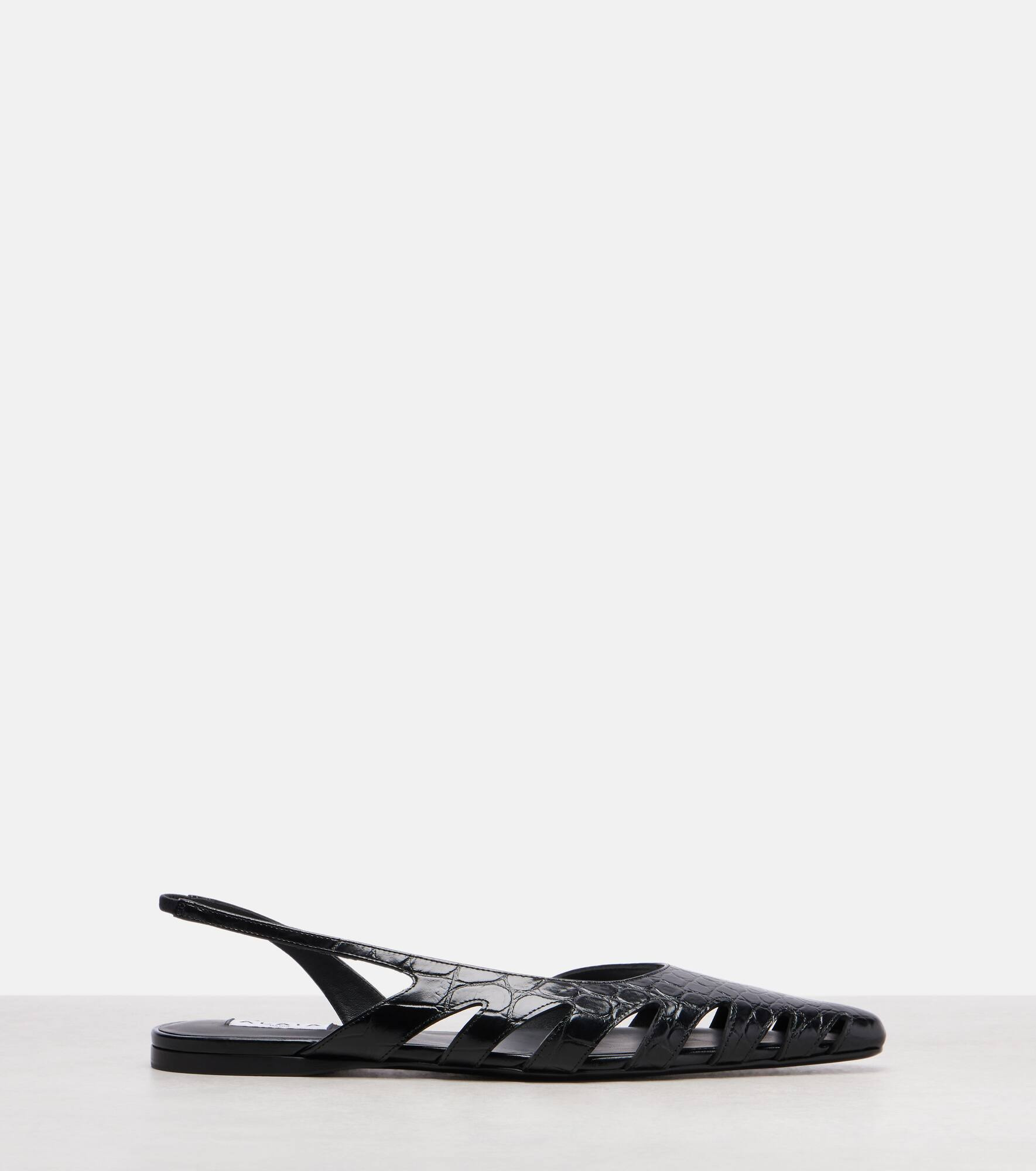 Croc-effect leather slingback flats - 4