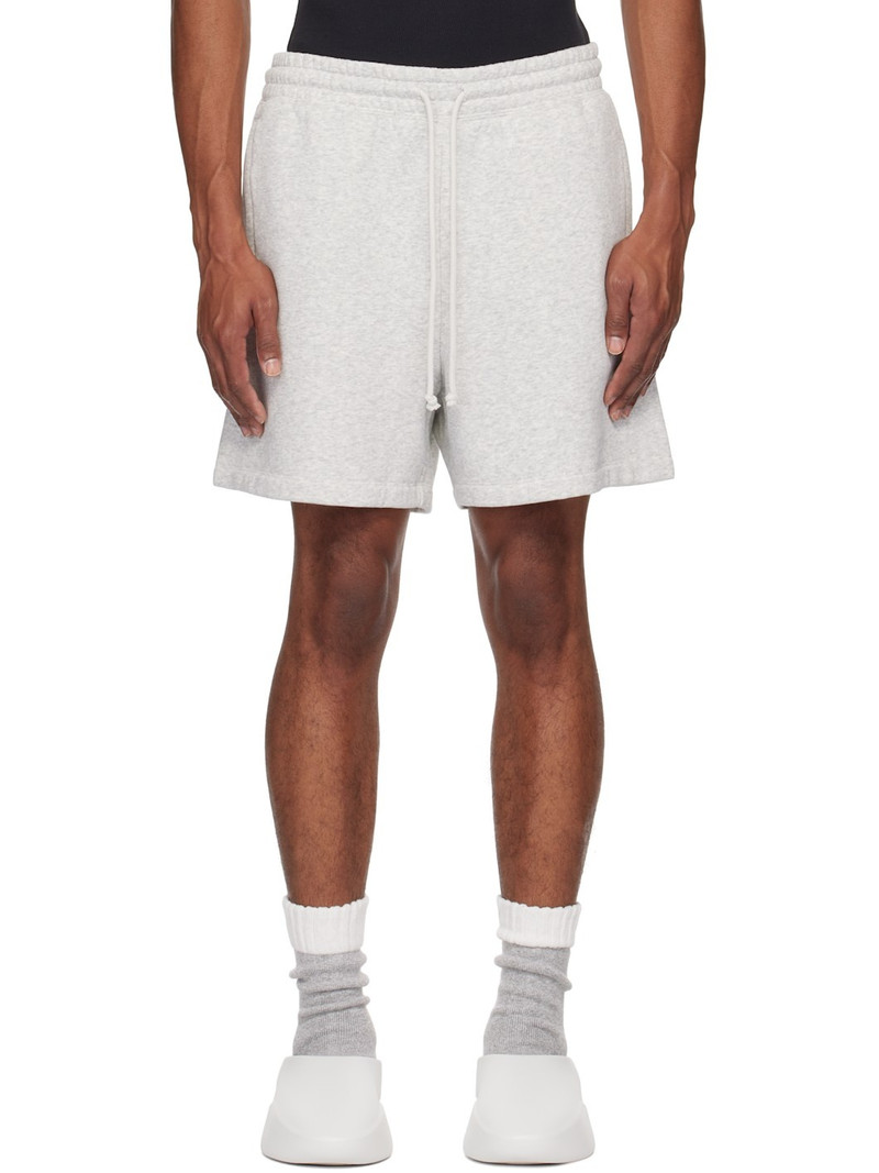 Gray Cotton Fleece Relaxed Shorts - 1