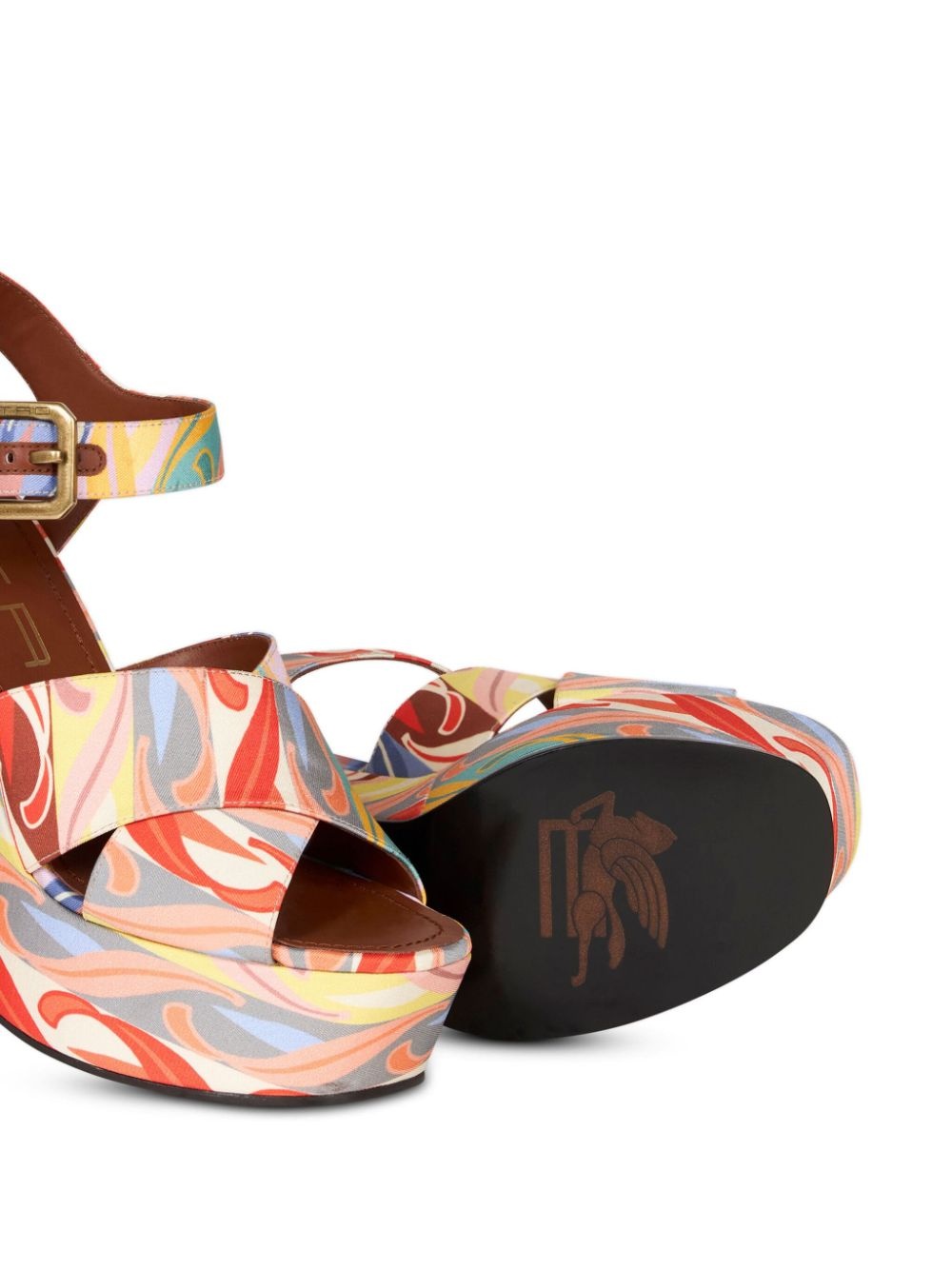 summer-print leather sandals - 4