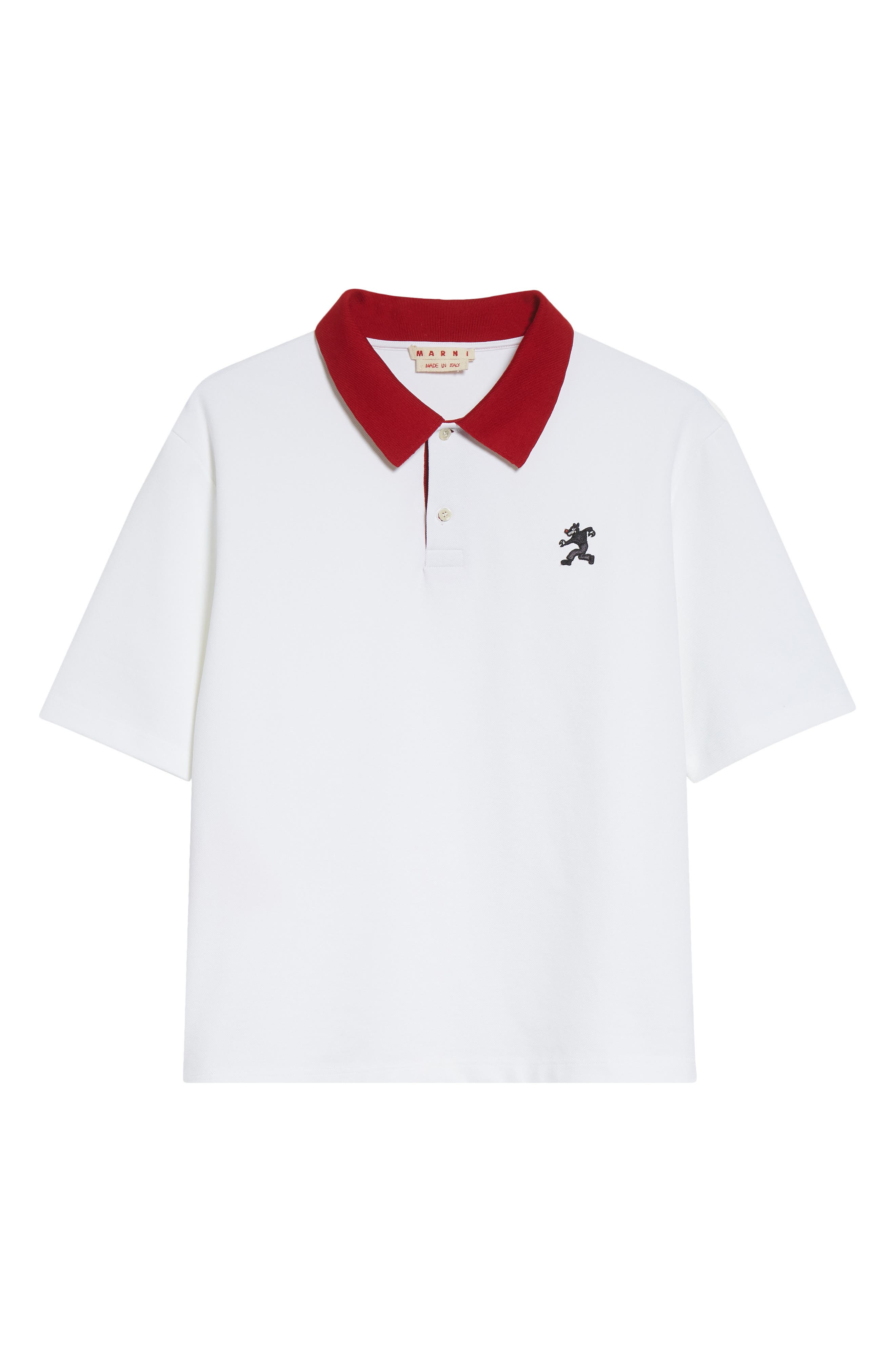 Marni Cotton Blend Piqué Polo in 00W01 Lily White at Nordstrom - 5