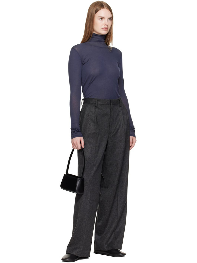 AURALEE Navy Super High Gauge Sheer Rib Turtleneck outlook