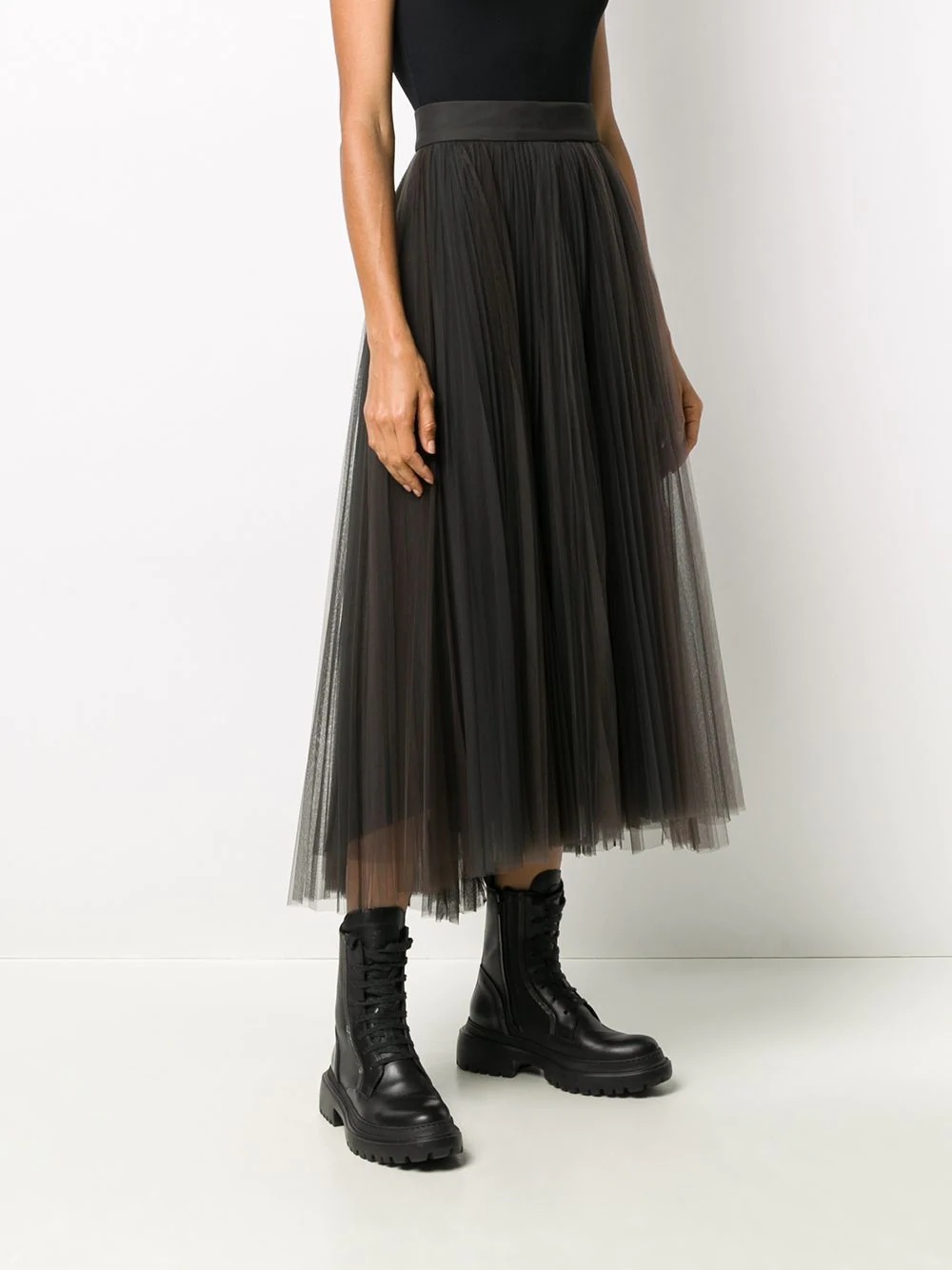 tulle pleated midi skirt - 3