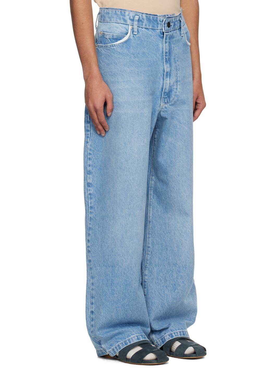 Blue Washed Denim Jeans - 2