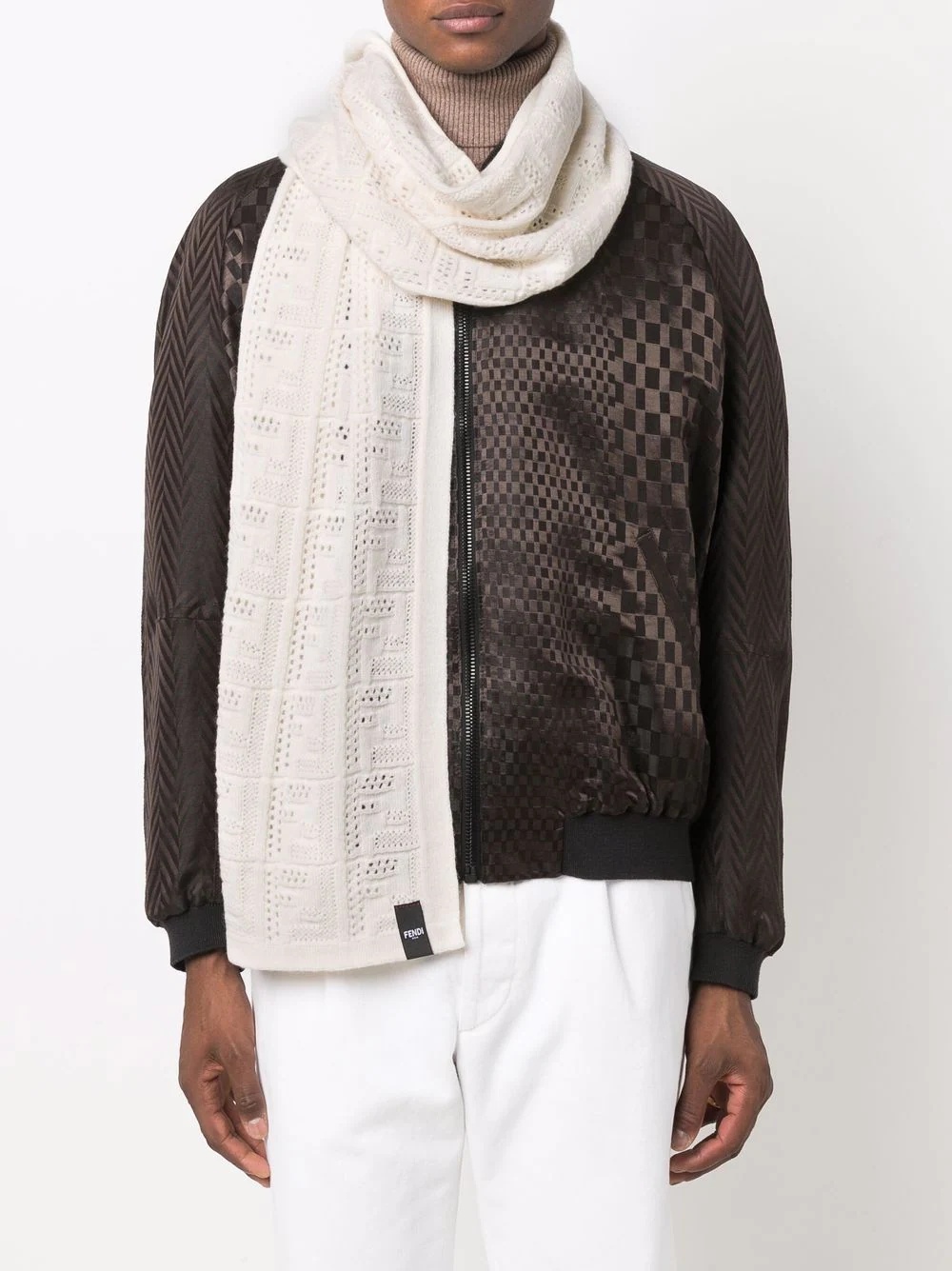 logo pointelle-knit scarf - 3