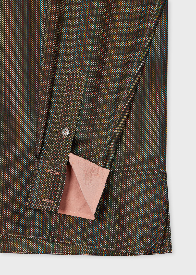 Paul Smith Women's 'Signature Stripe' Micro Check Silk Shirt outlook