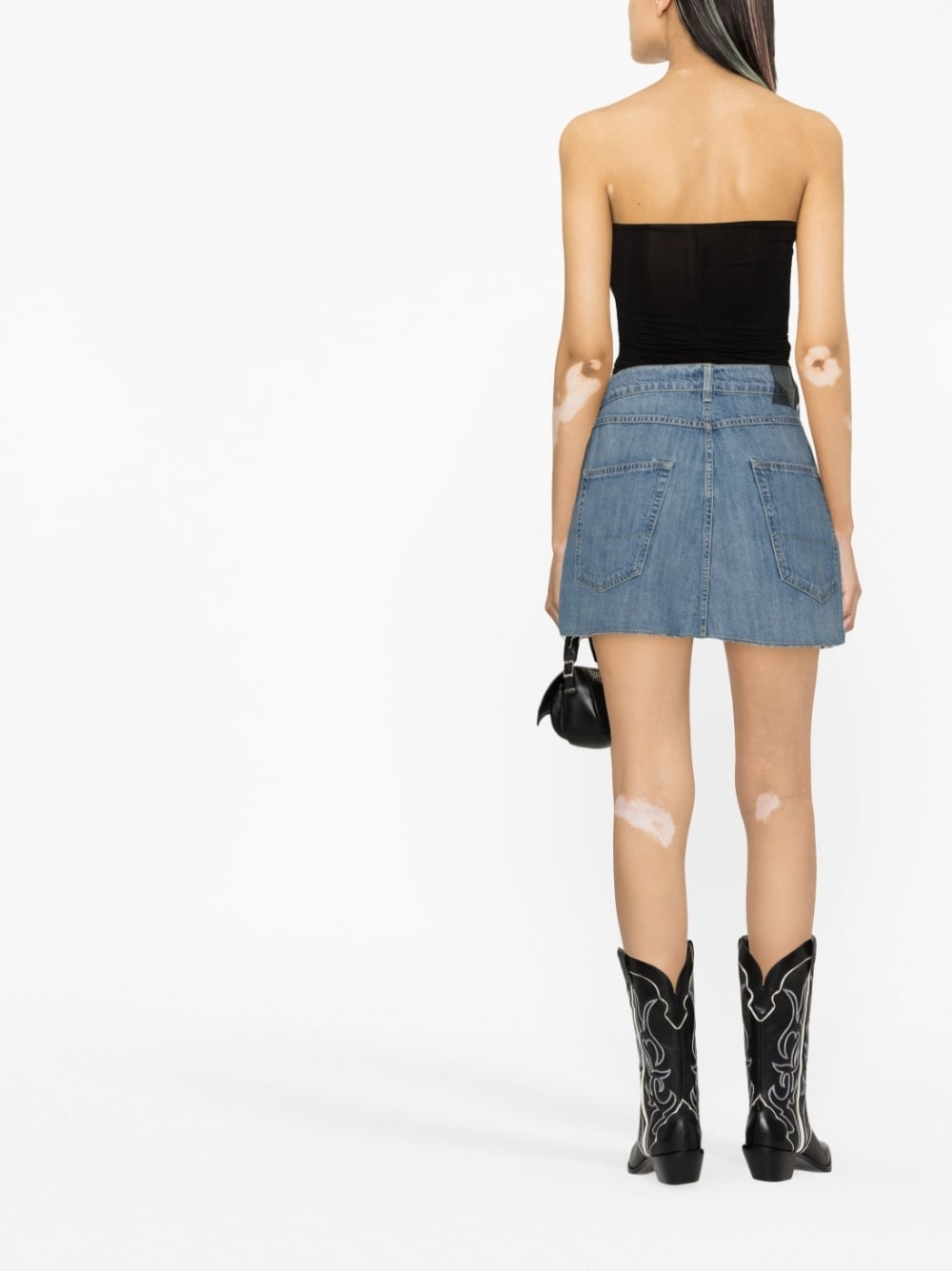 medium-wash denim skirt - 4
