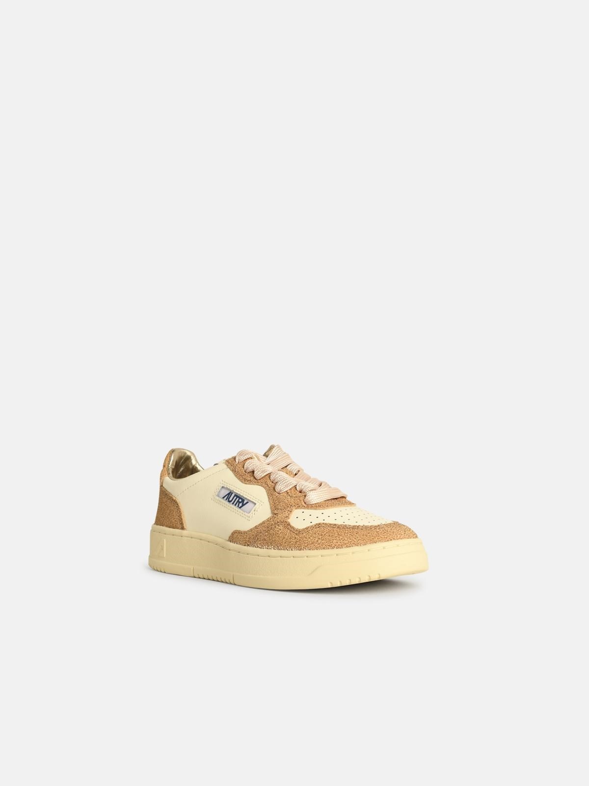 'MEDALIST LOW' WHITE LEATHER AND SAND SNEAKERS - 2