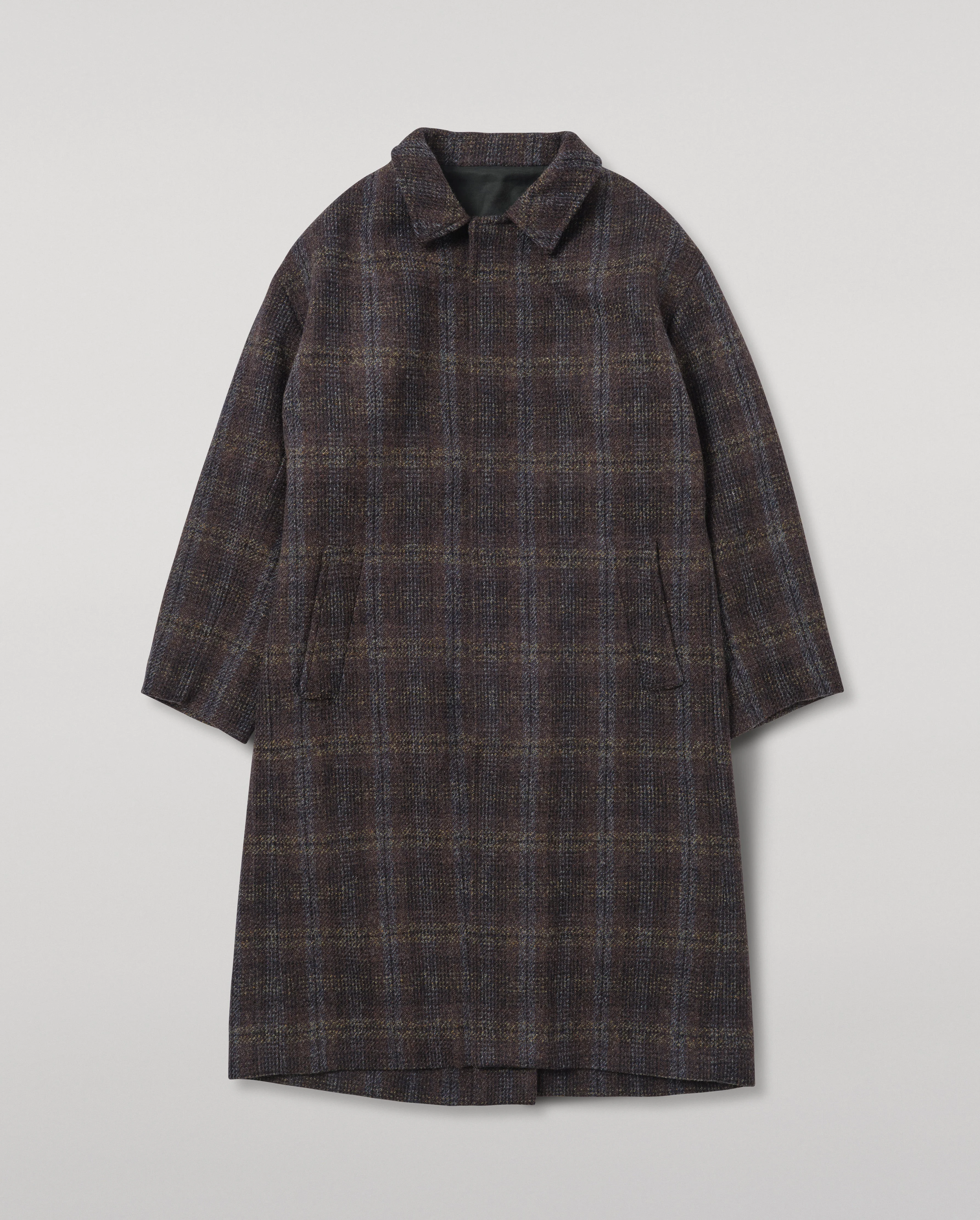 Brodie Wool Car Coat | Indigo & Bitter Chocolate - 1