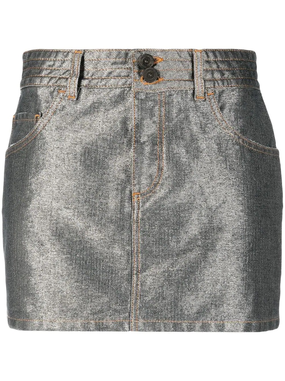 high-shine denim mini skirt - 1