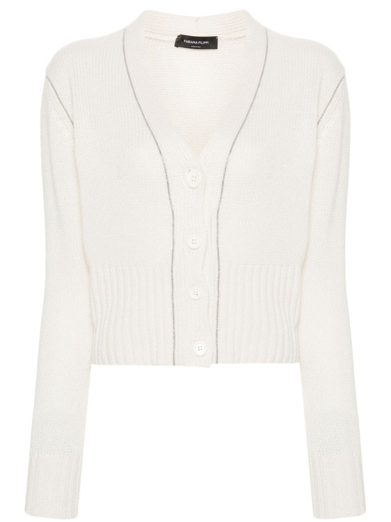 bead-embellished cashmere cardigan 1