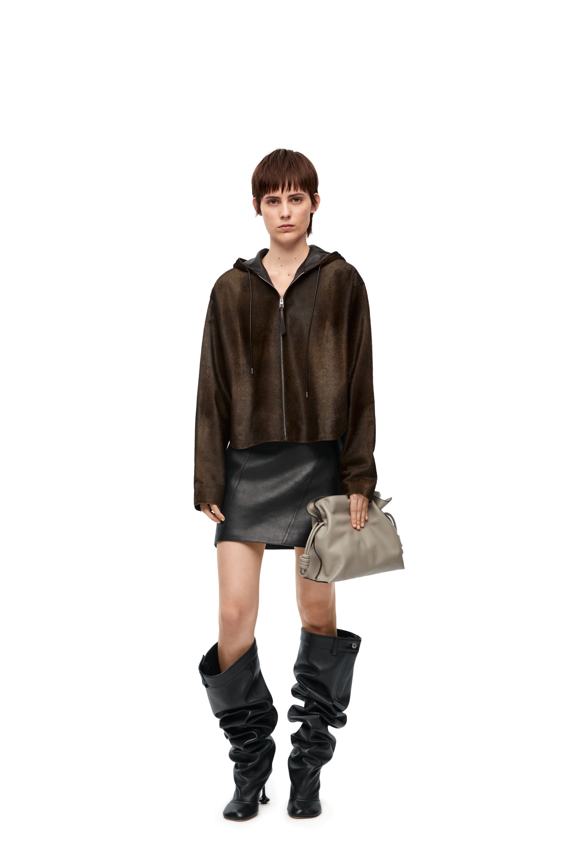 Hooded jacket in hairy calfskin - 1