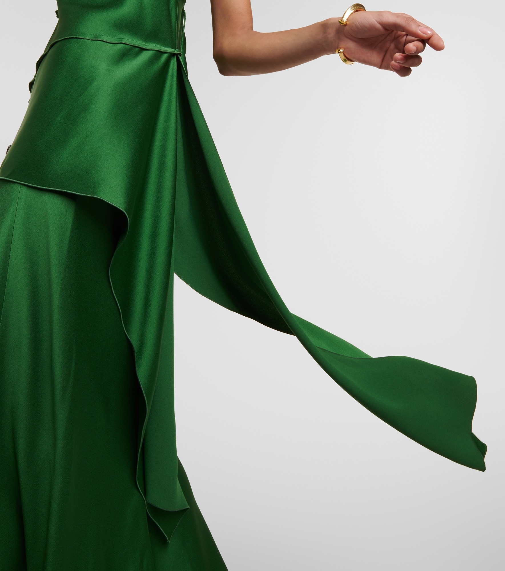 Floral-appliqué draped satin top - 5