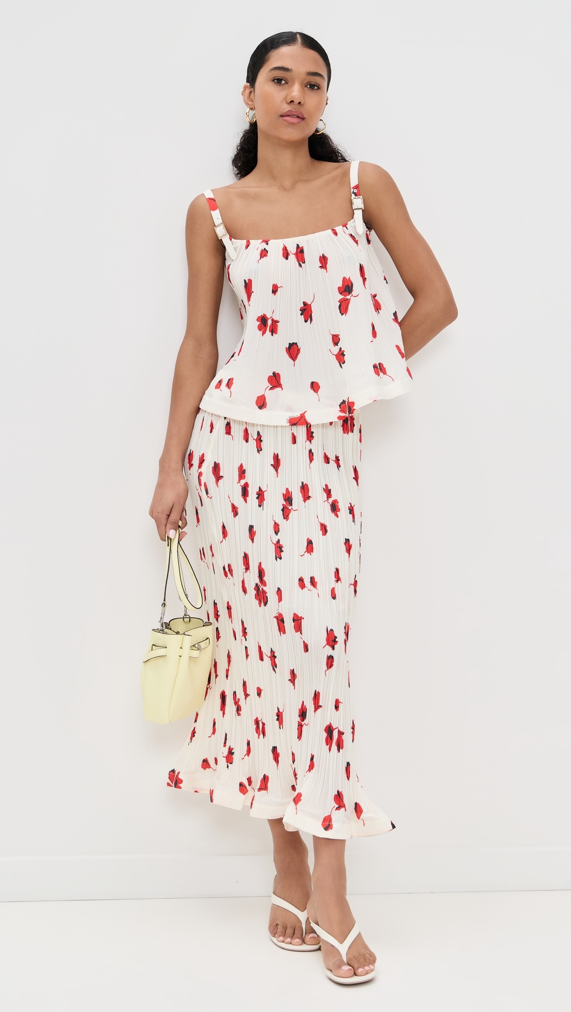 White Floral Plisse  Top - 4