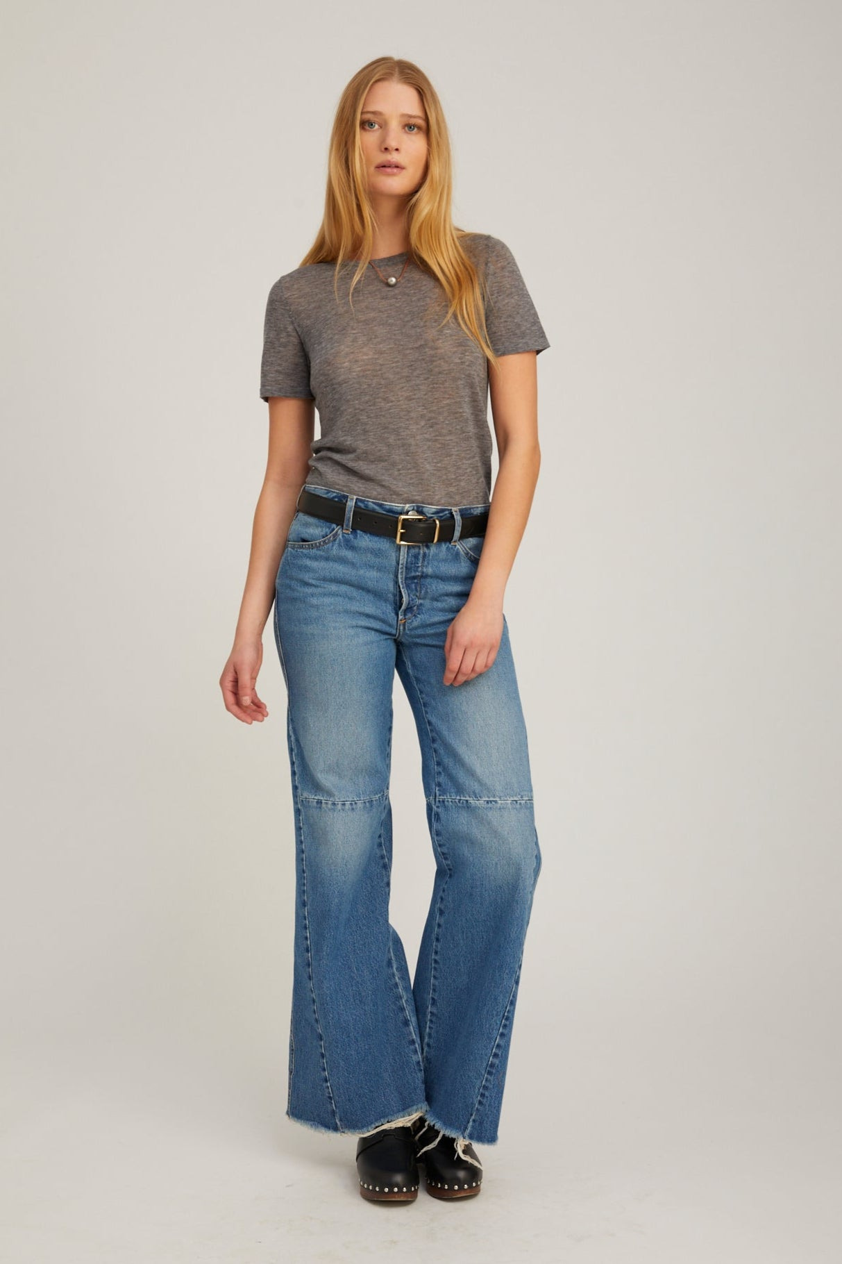 GREY TISSUE CASHMERE CLASSIC TEE - 4
