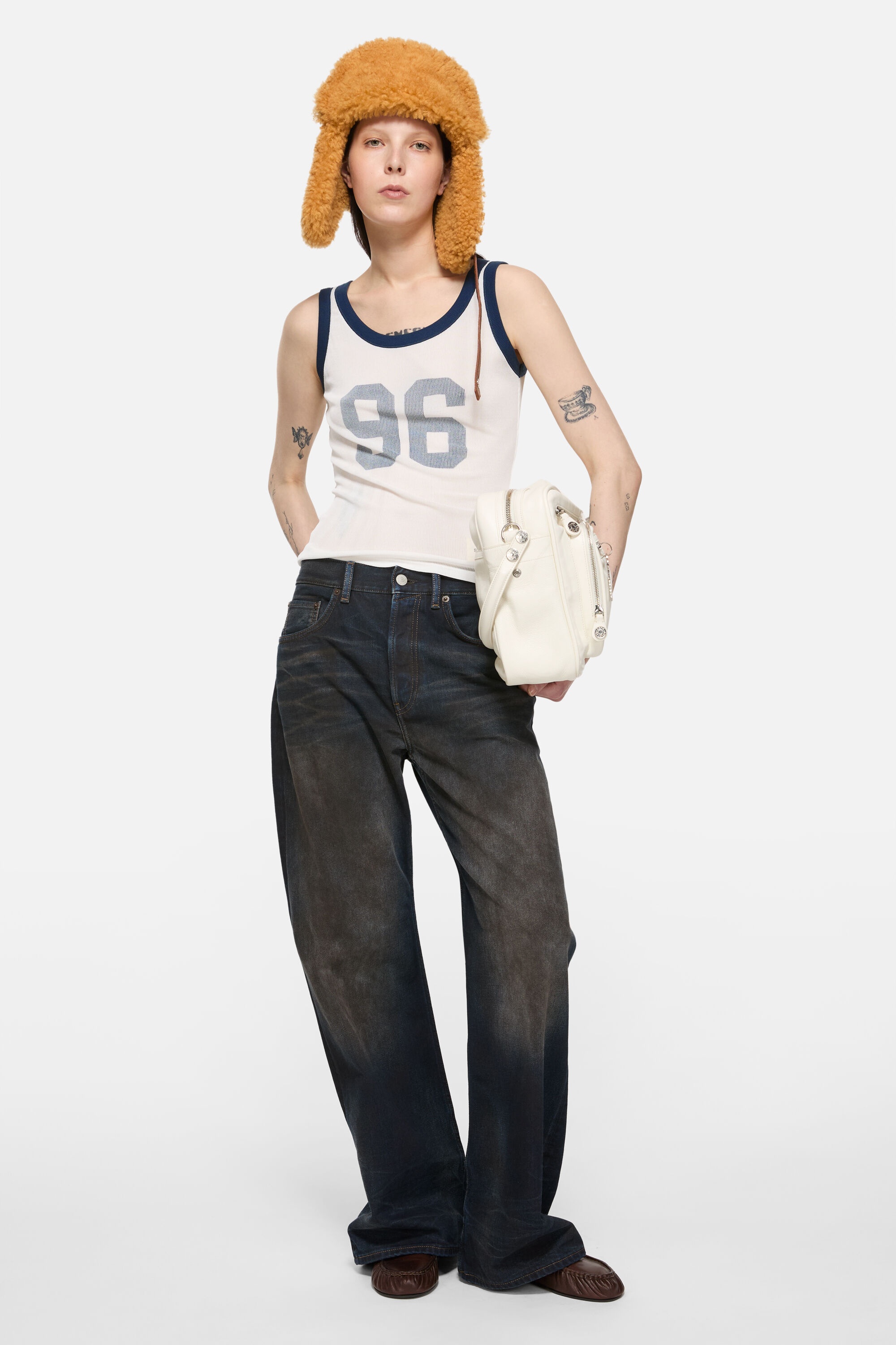 Ribbed tank top - White/navy - 2