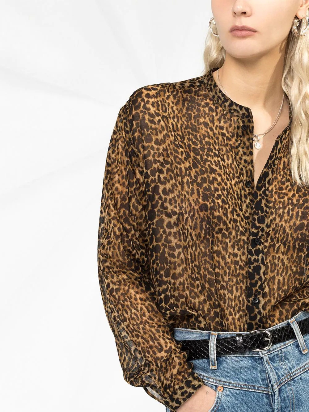 leopard-print wool shirt - 5