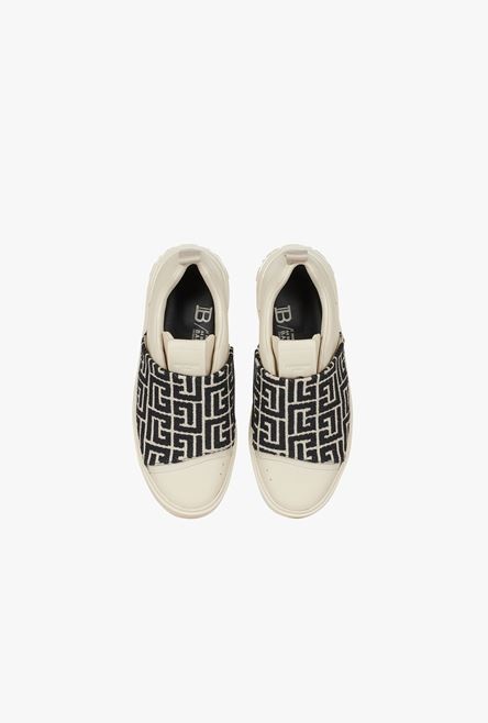 White leather B-Court sneakers with bicolor jacquard bands - 4