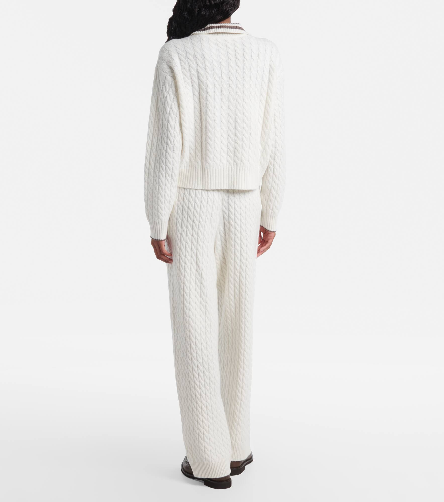 Logo cable-knit cashmere polo sweater - 3