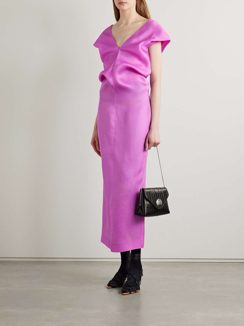 KHAITE Ima gathered silk-gazar midi dress outlook