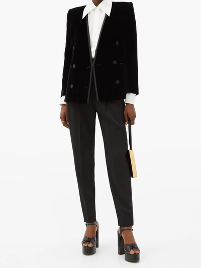 SAINT LAURENT Oversized-collar silk-georgette shirt outlook