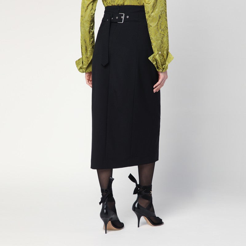 Dries Van Noten Black Wool And Mohair Midi Skirt Women - 2