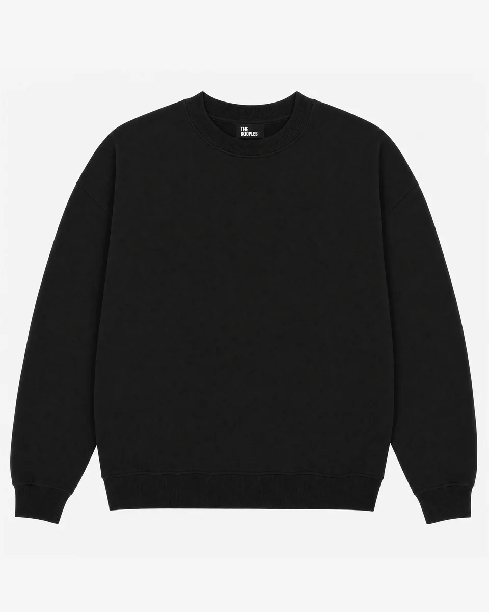 BLACK CREW-NECK SWEATSHIRT - 1