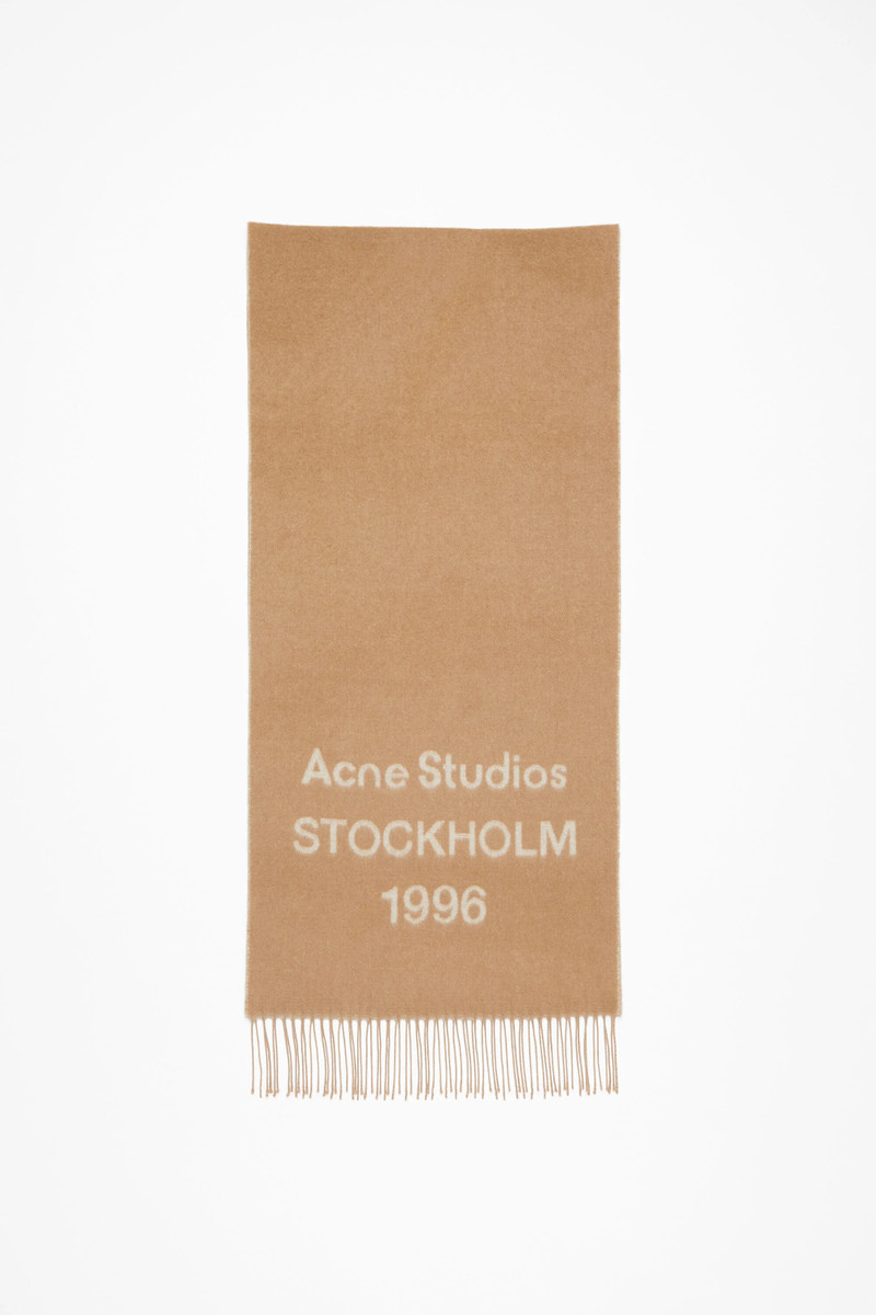Logo jacquard scarf - Camel/ecru 1