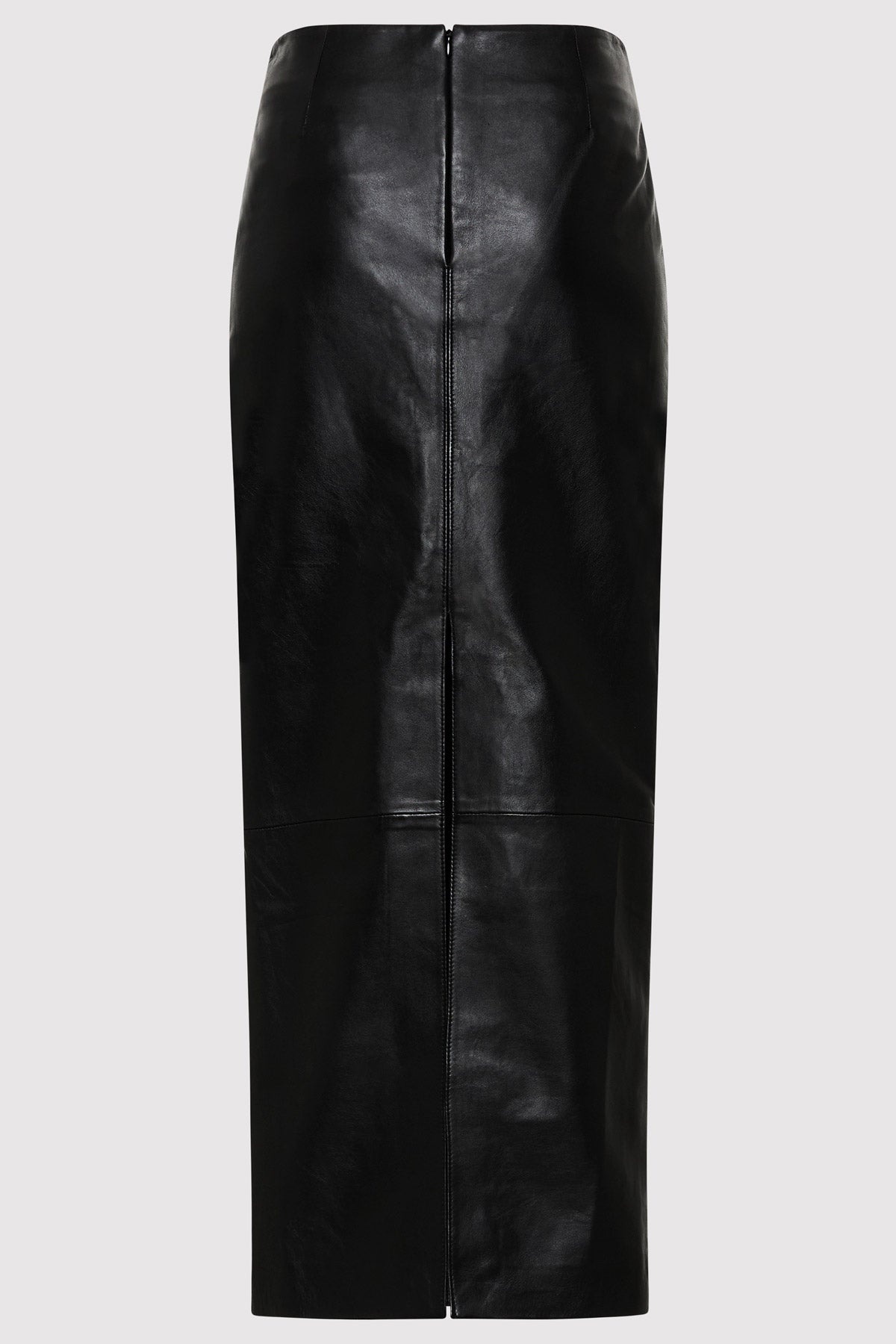 Leather Column Skirt - Black - 8