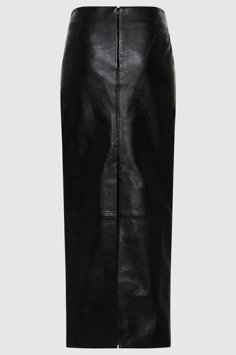 ST. AGNI Leather Column Skirt - Black outlook