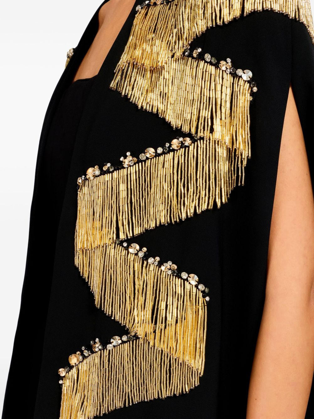 fringe-embellished cape top - 4