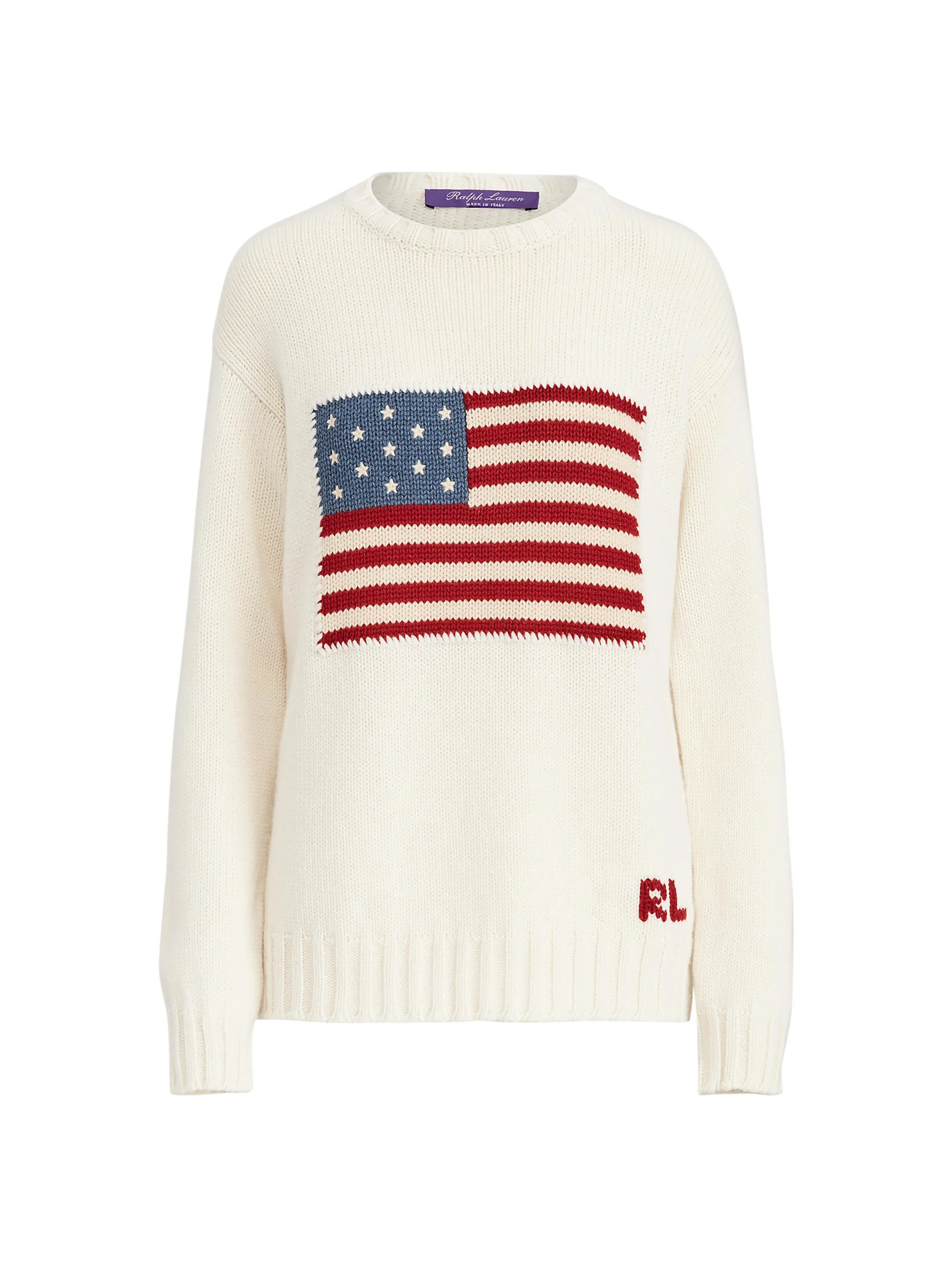 Women's American Flag Cashmere Sweater - Lux Cream - 1