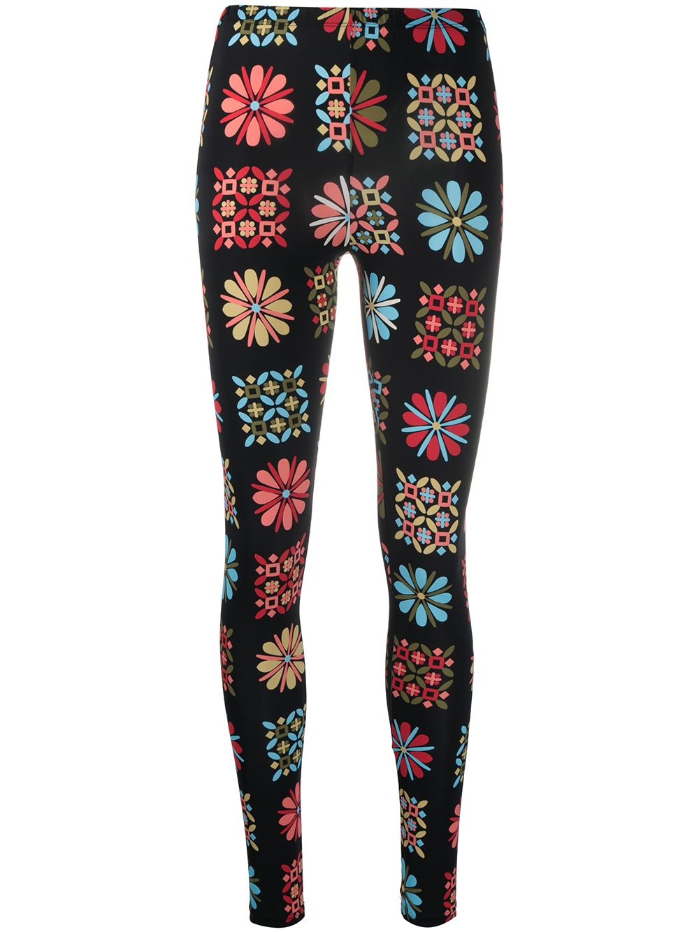 floral stretch leggings - 1