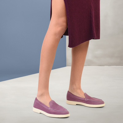 Santoni Women's purple suede loafer outlook