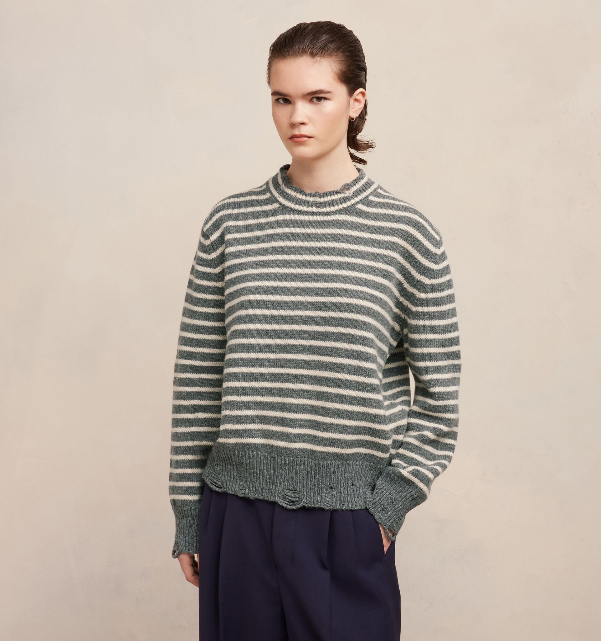 Striped Sweater With Cut Out Details - 7