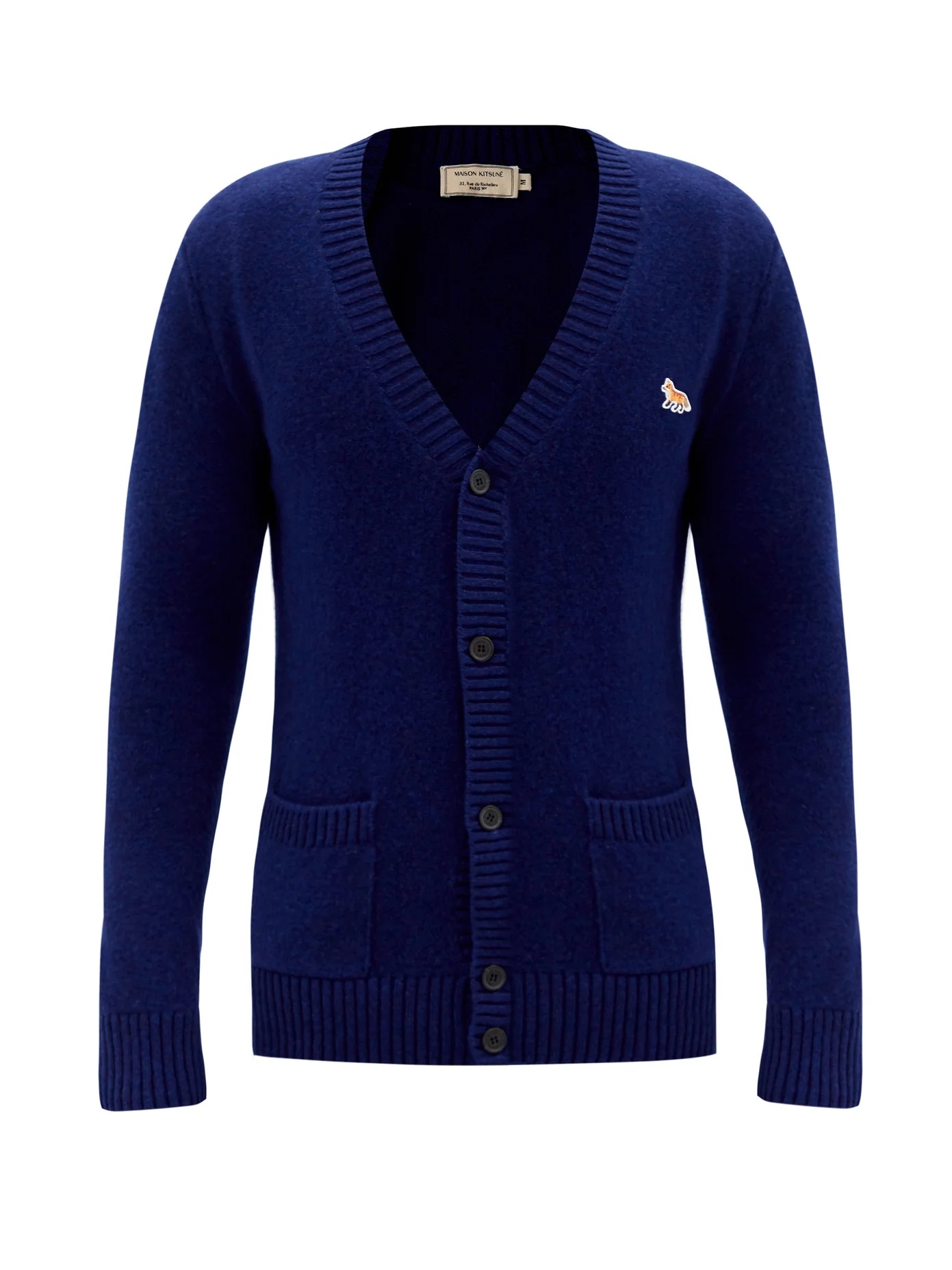 Profile Fox-patch lambswool cardigan - 1