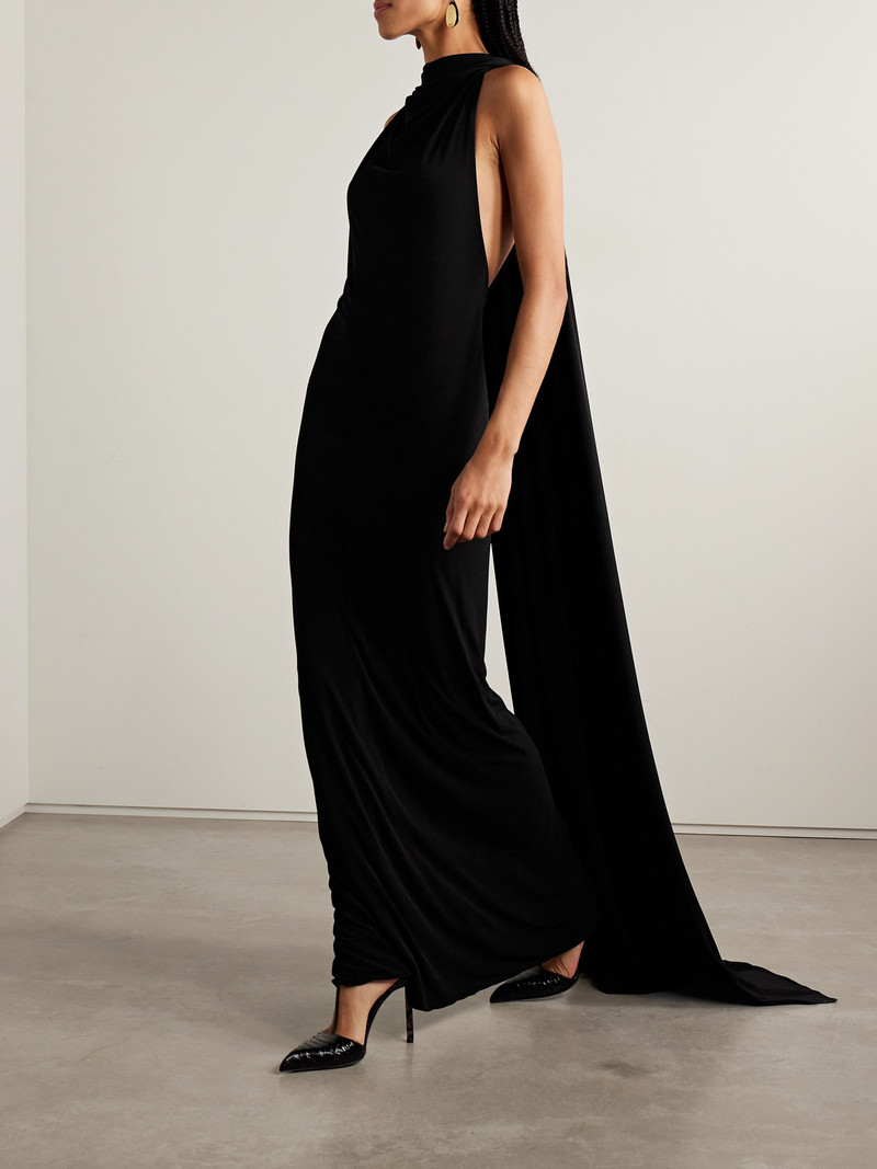 BRANDON MAXWELL The Presley Cape-effect Draped Stretch-jersey Gown outlook